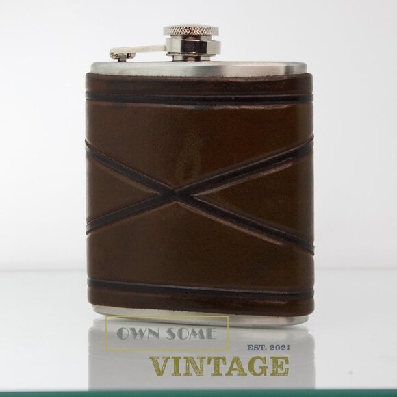 LEATHER Hip Flask | Leather Wrapped Steel Flask 6 oz. | Excellent Gift - Picture 6 of 6